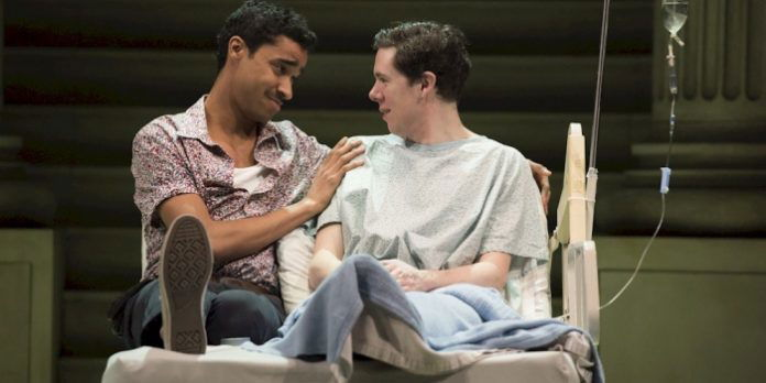 Stephen Jackman-Torkoff and Damien Atkins in the Arts Club Theatre Company production of Angels in America: Millennium Approaches. Photo by David Cooper.